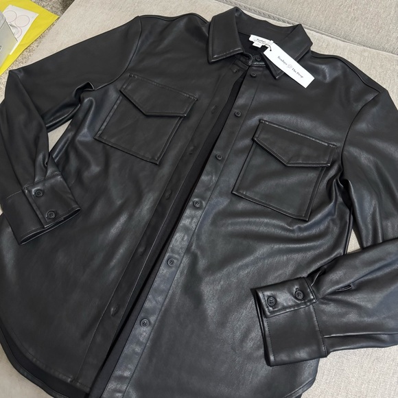 NWT The Drop Women's Lisadnyc Faux Leather Long Shirt Jacket - Picture 6 of 15